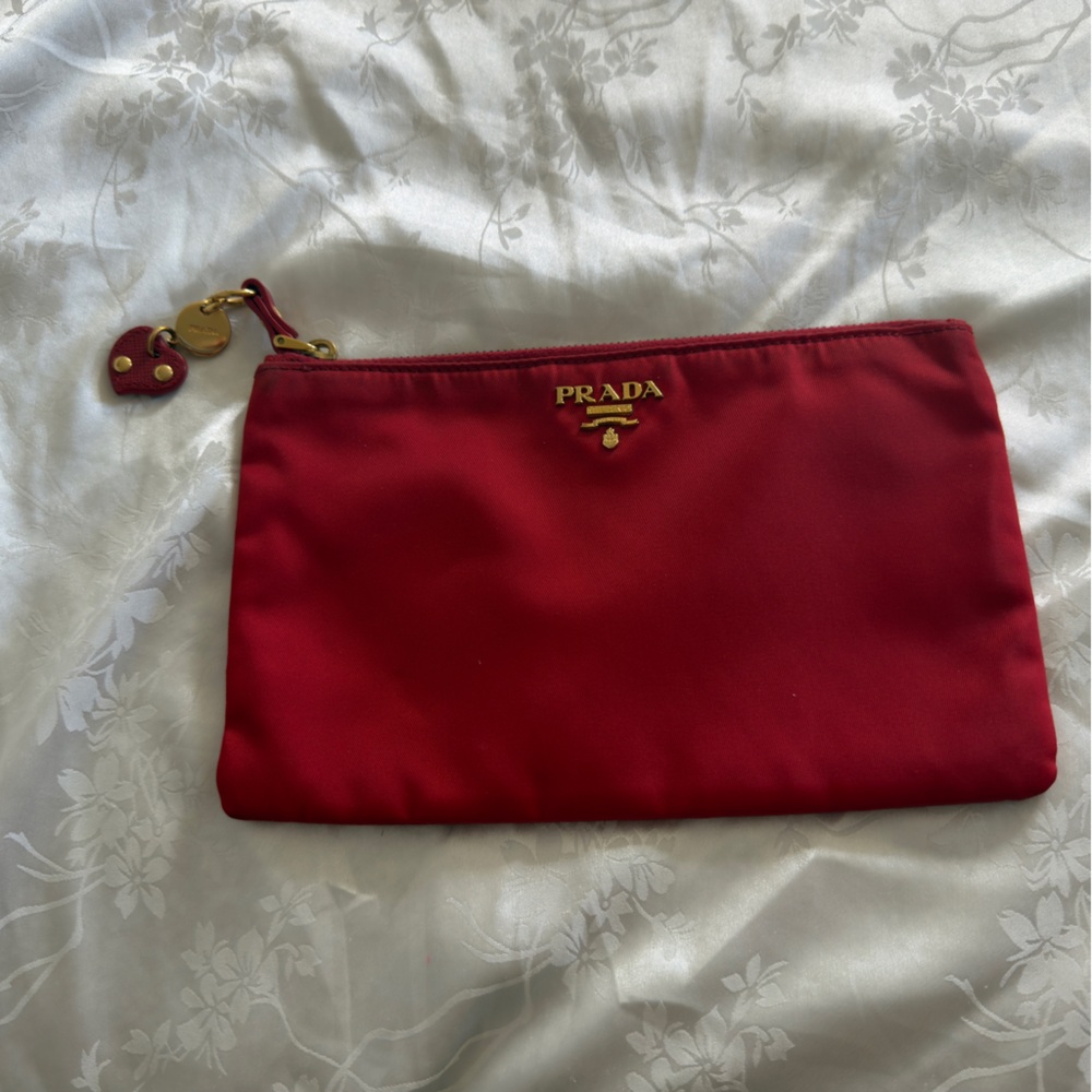 AUTHENTIC PRADA RED NYLON POUCH